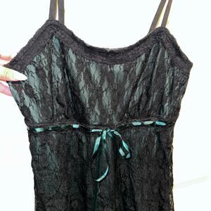 Hot topic goth core black and green lace dress sz sm
